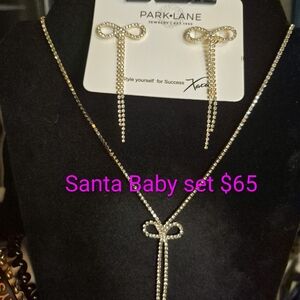 Park Lane Gold Necklace And Earrings With Cubic Zirconias Bow